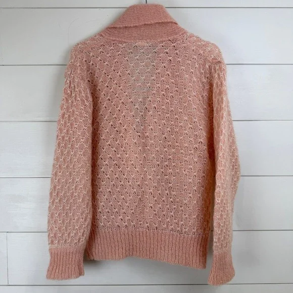 VINTAGE 1961 Nissho-Iwai Mohair Cardigan DOUBLE BREASTED Sweater WOMEN 48 JAPAN